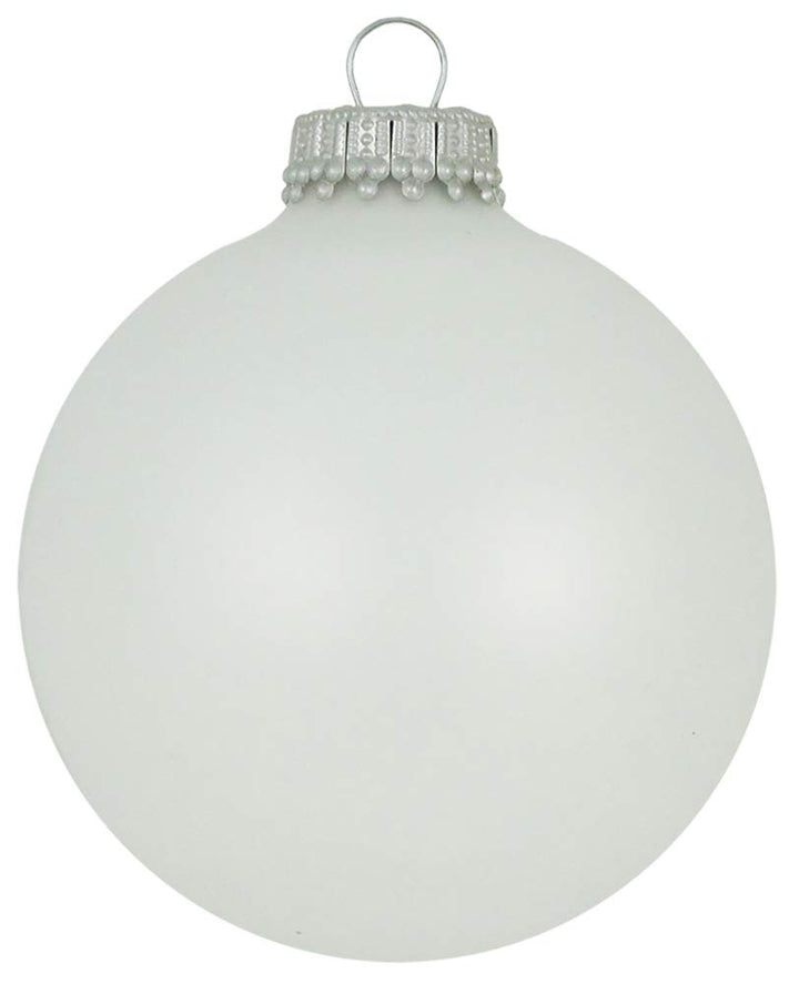 Christmas By Krebs 2 5/8" (67mm) Seamless Glass Ornament [8 Pieces], Decorated Designer Heirloom (Classic White Velvet)