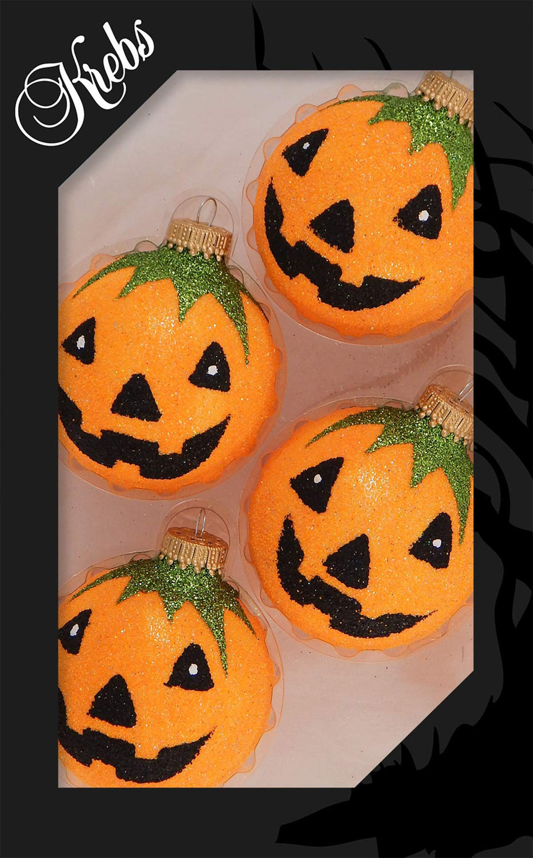8 Count Assorted 2 5/8" (67mm) Made in the USA Decorated Boxed Glass Halloween Ornaments