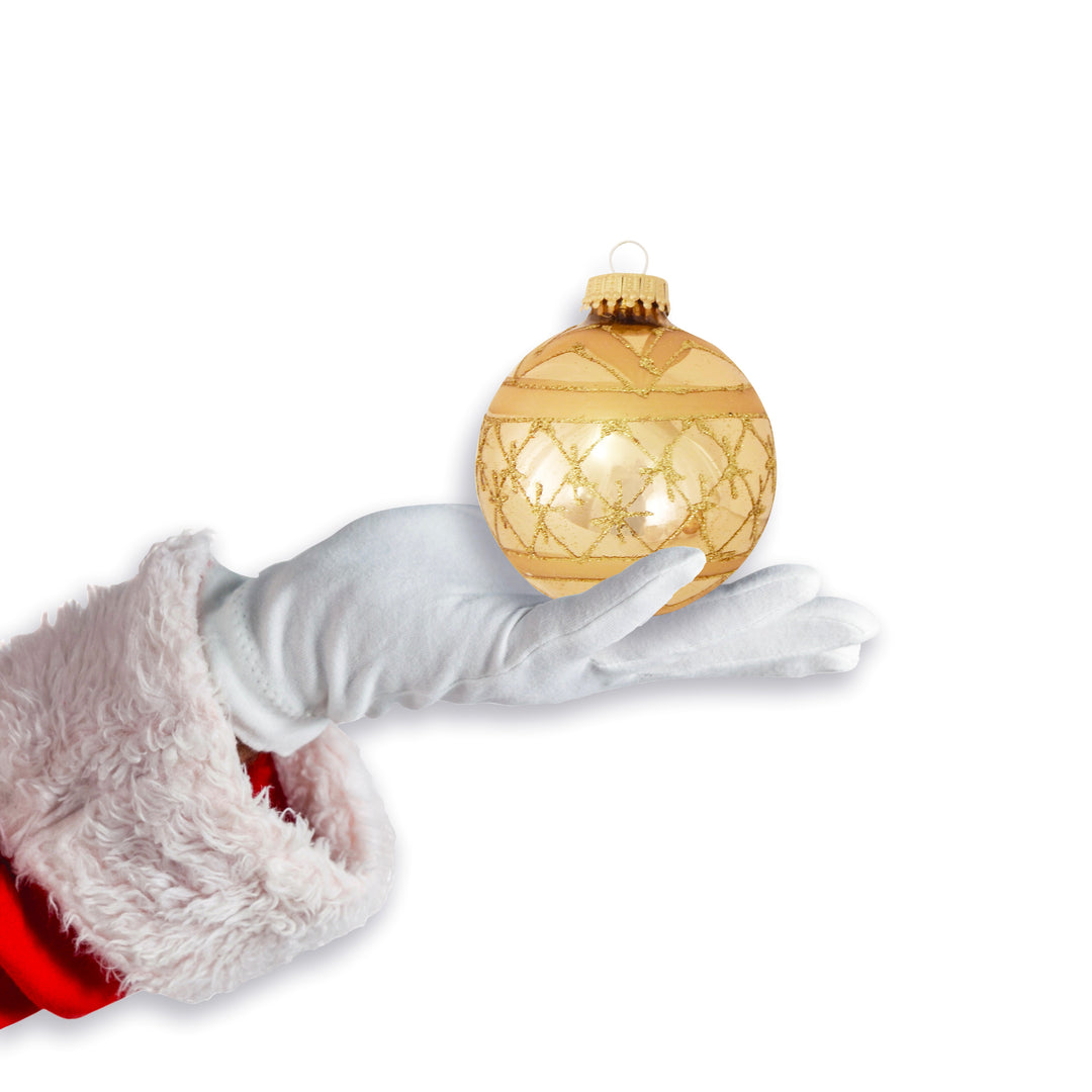 Glass Christmas Tree Ornaments - 67mm/2.63" [4 Pieces] Decorated Balls from Christmas by Krebs Seamless Hanging Holiday Decor