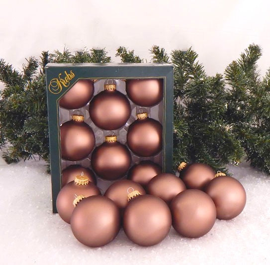 Christmas By Krebs 2 5/8" (67mm) Seamless Glass Ornament [8 Pieces], Decorated Designer Heirloom (Velvet Coconut Brown)
