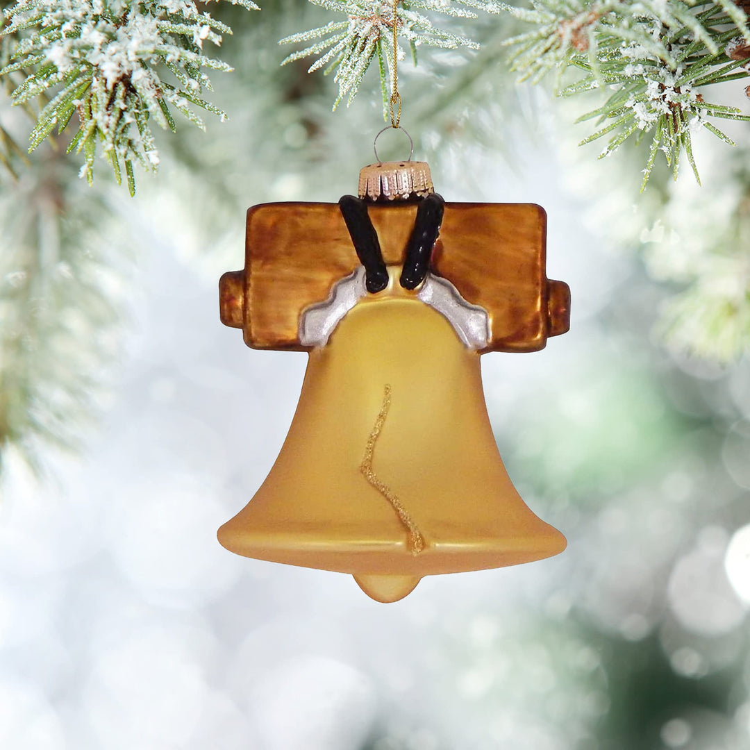 Christmas By Krebs Blown Glass  Collectible Tree Ornaments  (4" Liberty Bell)