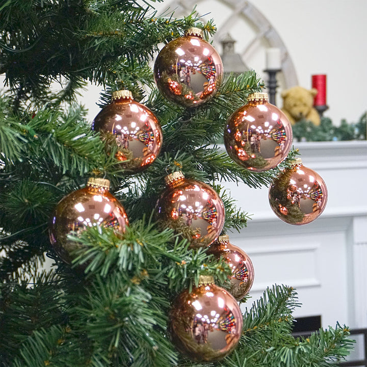 Glass Christmas Tree Ornaments - 67mm / 2.63" [8 Pieces] Designer Balls from Christmas By Krebs Seamless Hanging Holiday Decor