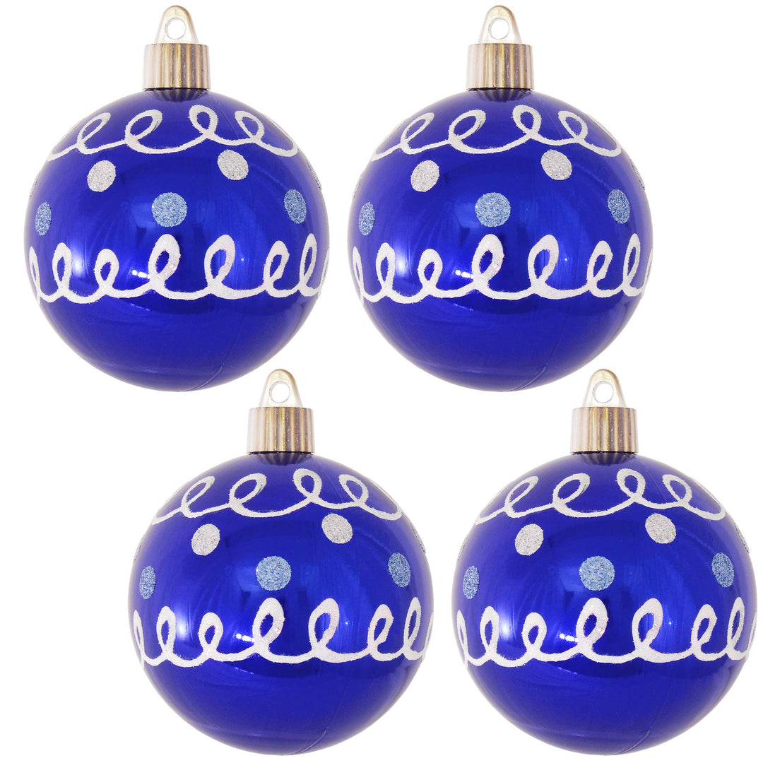 Christmas By Krebs 3 1/4" (80mm) Ornament [4 Pieces] Commercial Grade Indoor and Outdoor Shatterproof Plastic, Water Resistant Ball Shape Ornament Decorations