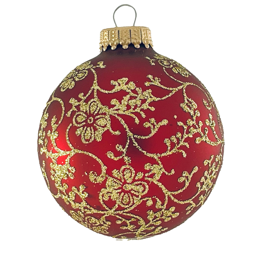 Glass Christmas Tree Ornaments - 67mm/2.63" [4 Pieces] Decorated Balls from Christmas by Krebs Seamless Hanging Holiday Decor