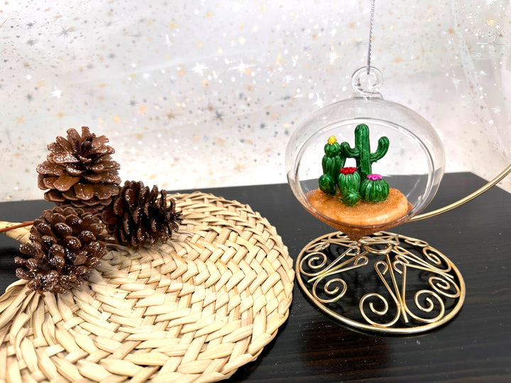 Christmas By Krebs Blown Glass  Collectible Tree Ornaments  (Desert Terrarium)