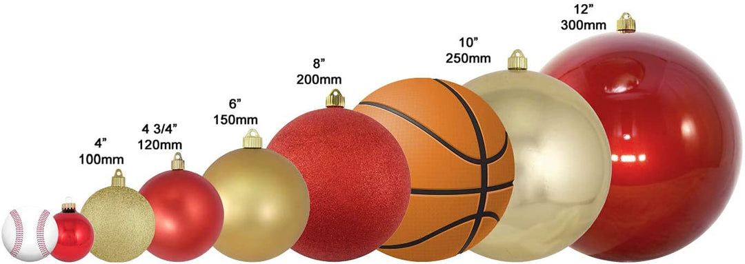 Christmas By Krebs 10" (250mm) Shiny Sonic Red [1 Piece] Solid Commercial Grade Indoor and Outdoor Shatterproof Plastic, UV and Water Resistant Ball Ornament Decorations