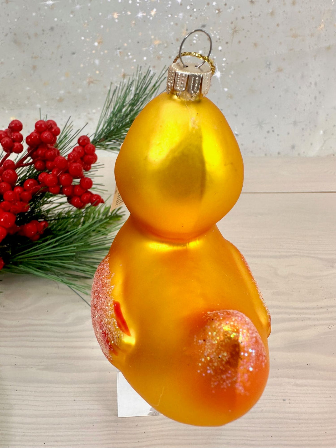 Krebs Designer Glass Rubber Ducky Figurine Christmas Holiday Ornament, 3 3/4" (95mm)