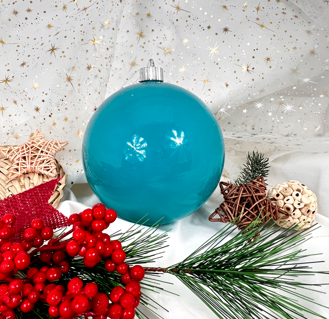 Christmas By Krebs Ornament, Commercial Shatterproof UV Resistant Plastic Christmas Ball Decoration (Baja Blue, 6 inch (150mm))