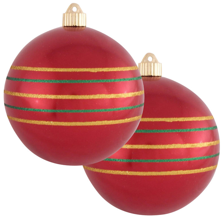 Christmas By Krebs 6" (150mm) Ornament, [2 Pieces], Commercial Grade Indoor and Outdoor Shatterproof Plastic, Water Resistant Decorated Ball Shape Ornament Decorations
