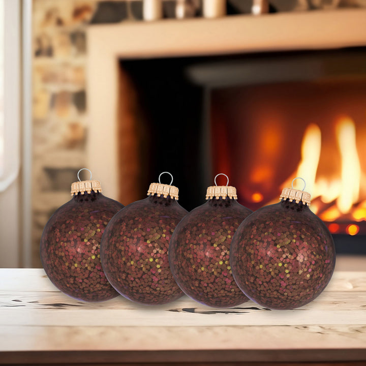 Glass Christmas Tree Ornaments - 67mm / 2.63" [6 Pieces] Designer Balls from Christmas By Krebs Seamless Hanging Holiday Decor