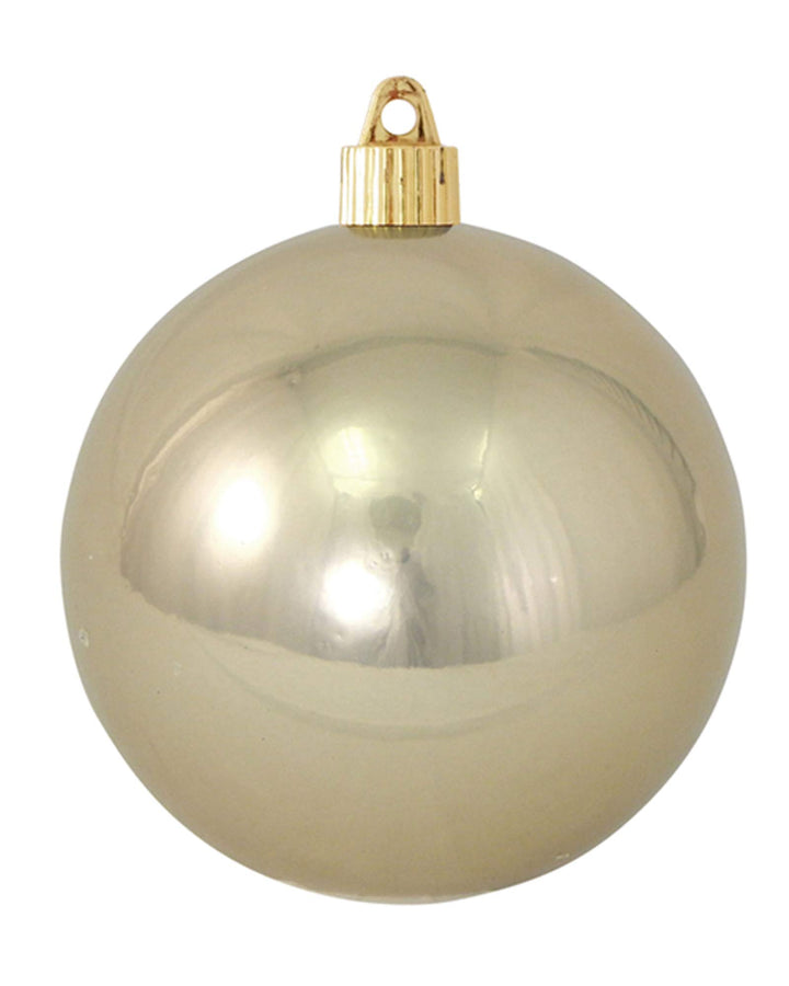 Christmas By Krebs 4" (100mm) Shiny Champagne Gold [4 Pieces] Solid Commercial Grade Indoor and Outdoor Shatterproof Plastic, UV and Water Resistant Ball Ornament Decorations