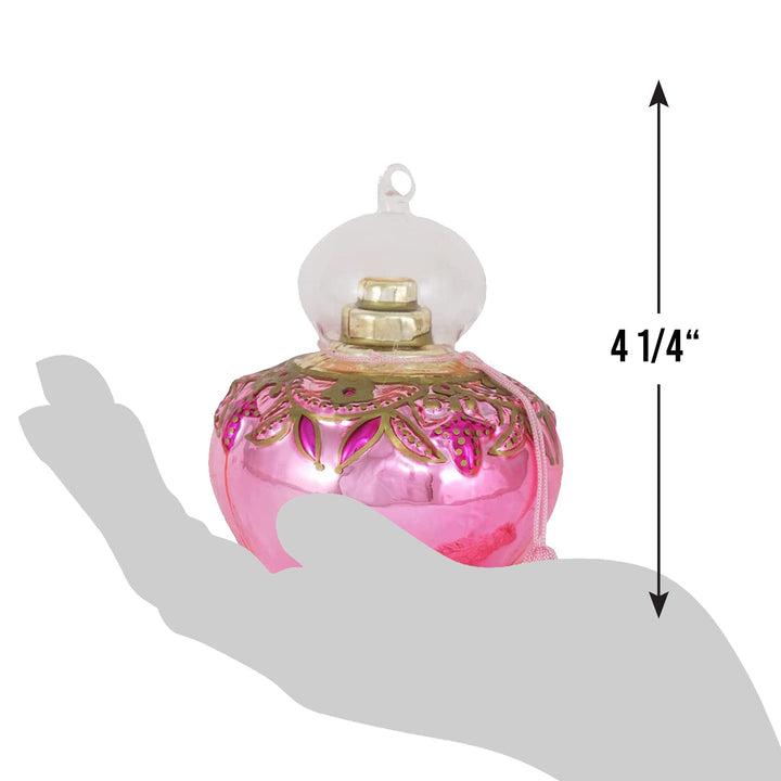 Christmas By Krebs Blown Glass  Collectible Tree Ornaments  (4 1/4" Perfume Bottle)