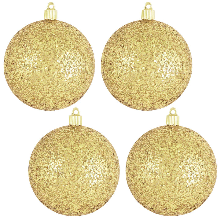 Christmas By Krebs Ornament, Commercial Grade Indoor and Outdoor Shatterproof Plastic, Water Resistant Ball Ornament Decorations (Gold Glitz, 4 3/4 inch (120mm))