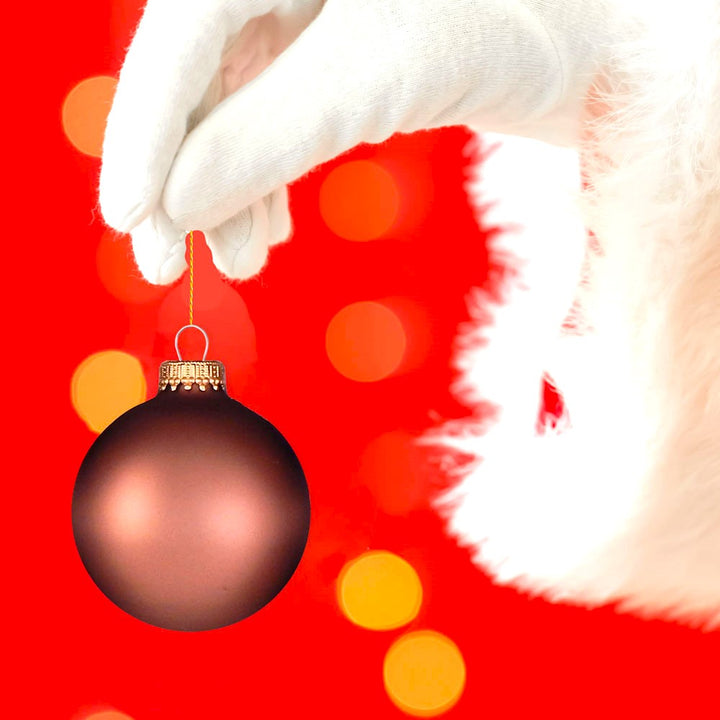 Christmas By Krebs 2 5/8" (67mm) Seamless Glass Ornament [8 Pieces], Decorated Designer Heirloom (Velvet Coconut Brown)