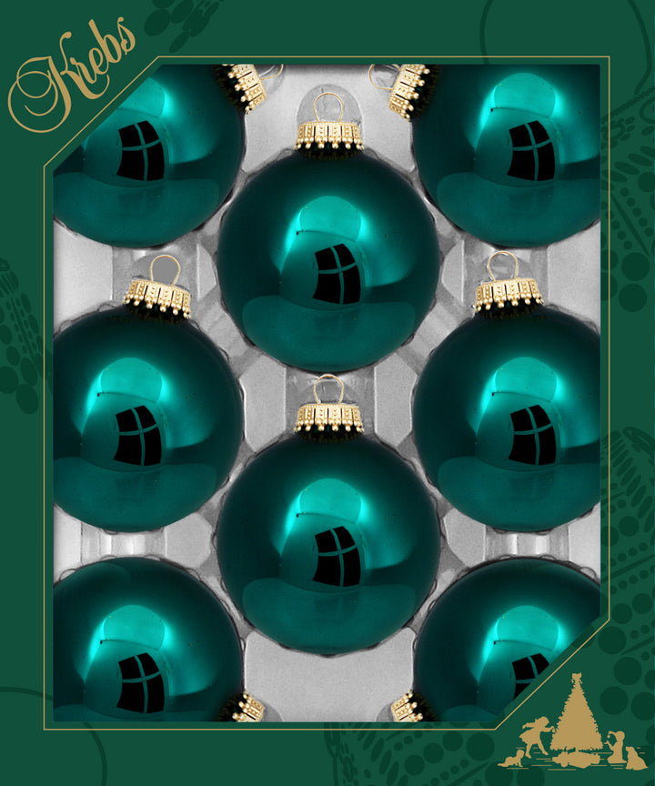 Glass Christmas Tree Ornaments - 67mm / 2.63" [8 Pieces] Designer Balls from Christmas By Krebs Seamless Hanging Holiday Decor