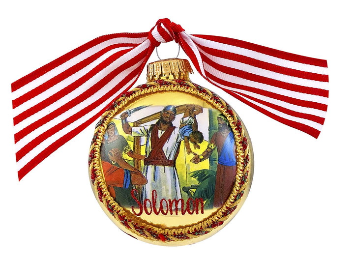 3 1/4" Collectable Bible Hero Glass Ornament Made in USA | Hugs Special Occasions Keepsake Gifts |  (Bible Hero Solomon)