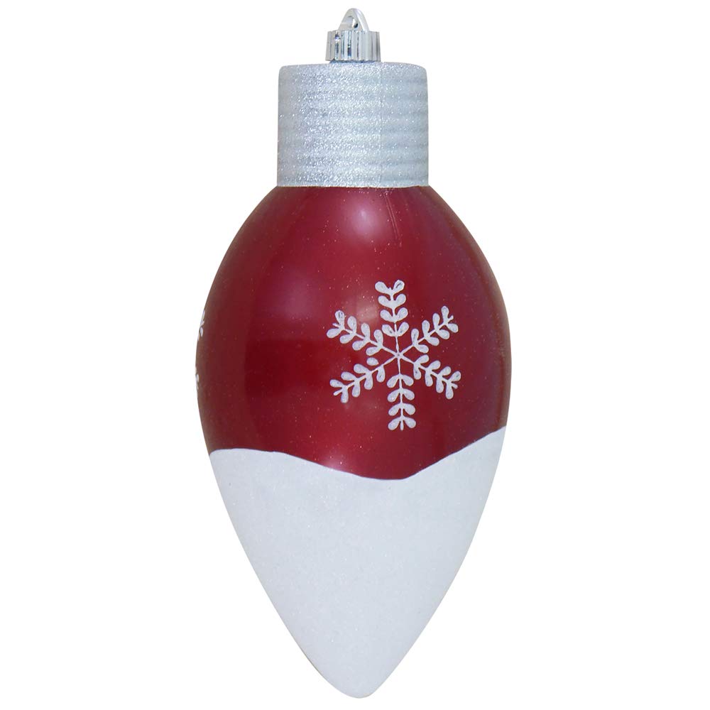 Christmas By Krebs 12" (300mm) Ornament, Commercial Grade Indoor, Outdoor Shatterproof Plastic Water Resistant Lightbulb Ornament (Candy Red Decorated)