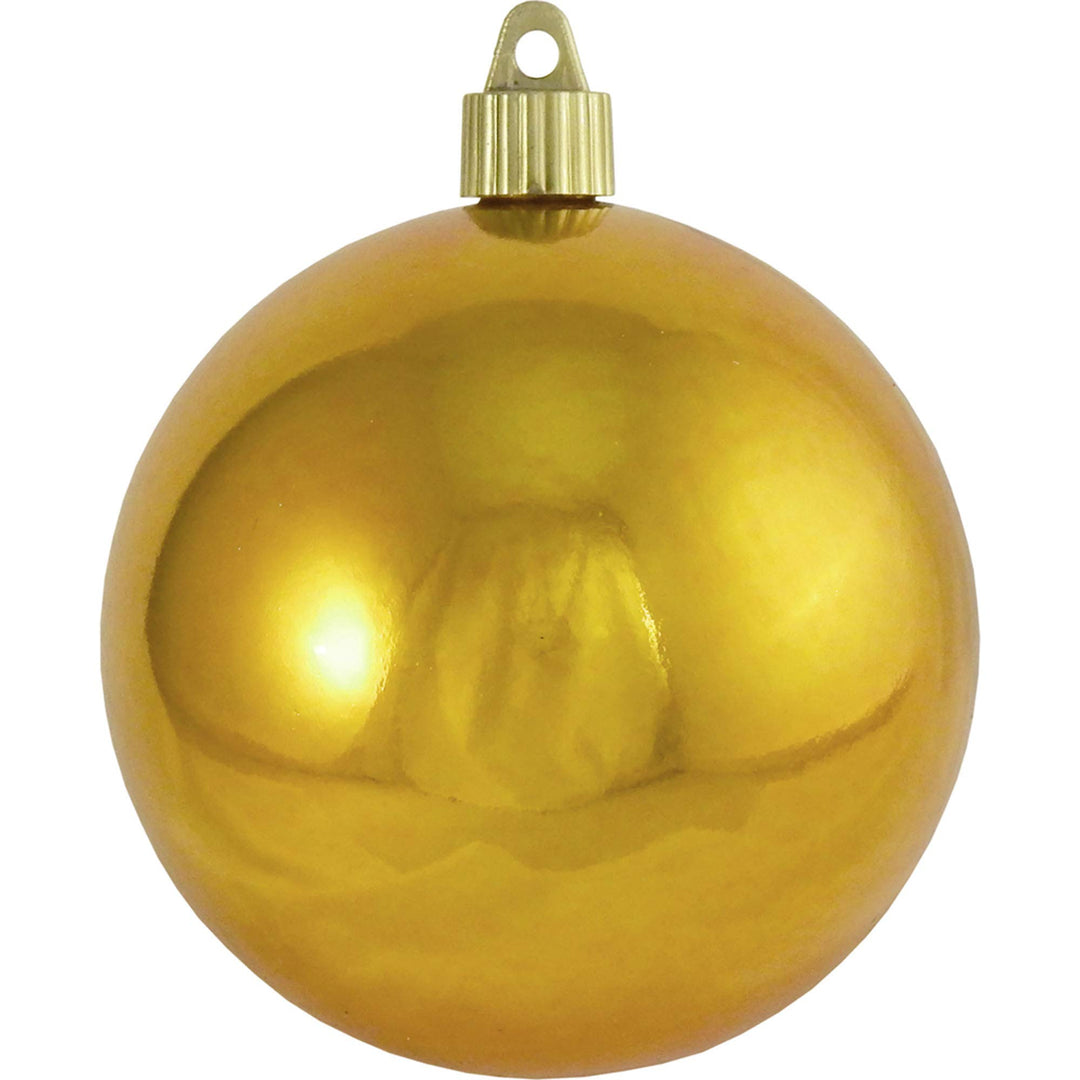 Christmas By Krebs 4" (100mm) Shiny Solar Flare Gold [4 Pieces] Solid Commercial Grade Indoor and Outdoor Shatterproof Plastic, UV and Water Resistant Ball Ornament Decorations