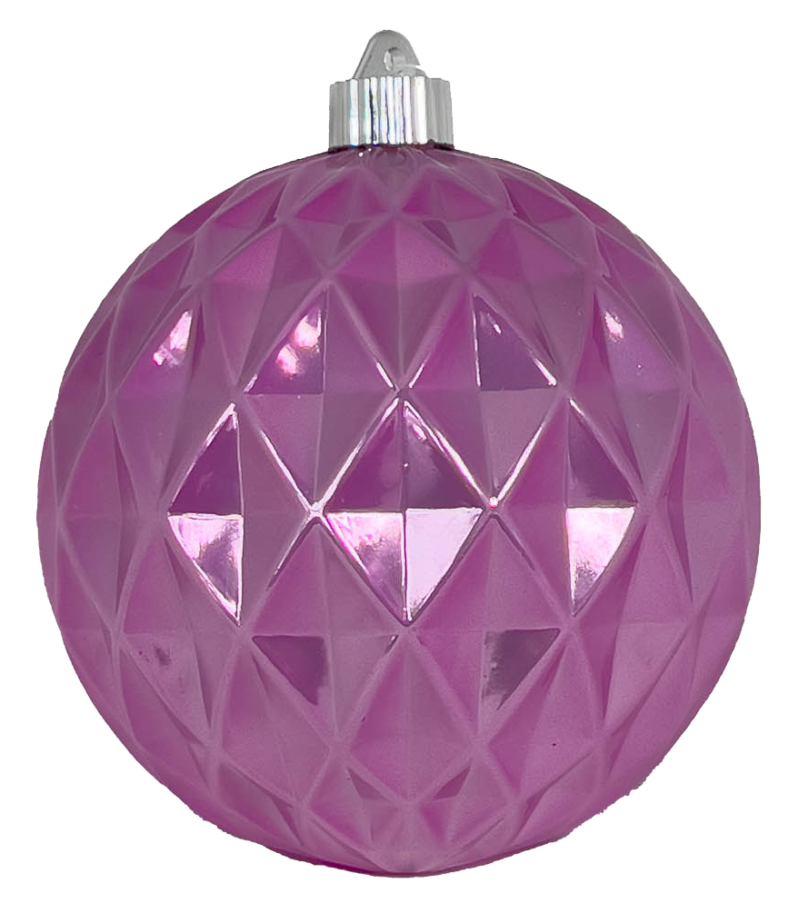 Christmas By Krebs 6" (150mm) Diamond Shiny Lilac [2 Pieces] Solid Commercial Grade Indoor and Outdoor Shatterproof Plastic, UV and Water Resistant Ball Ornament Decorations