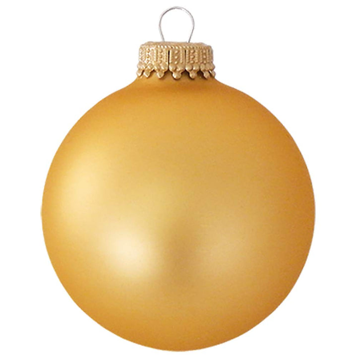 Christmas By Krebs 2 5/8" (67mm) Seamless Glass Ornament [8 Pieces], Decorated Designer Heirloom (Velvet Honey Gold)