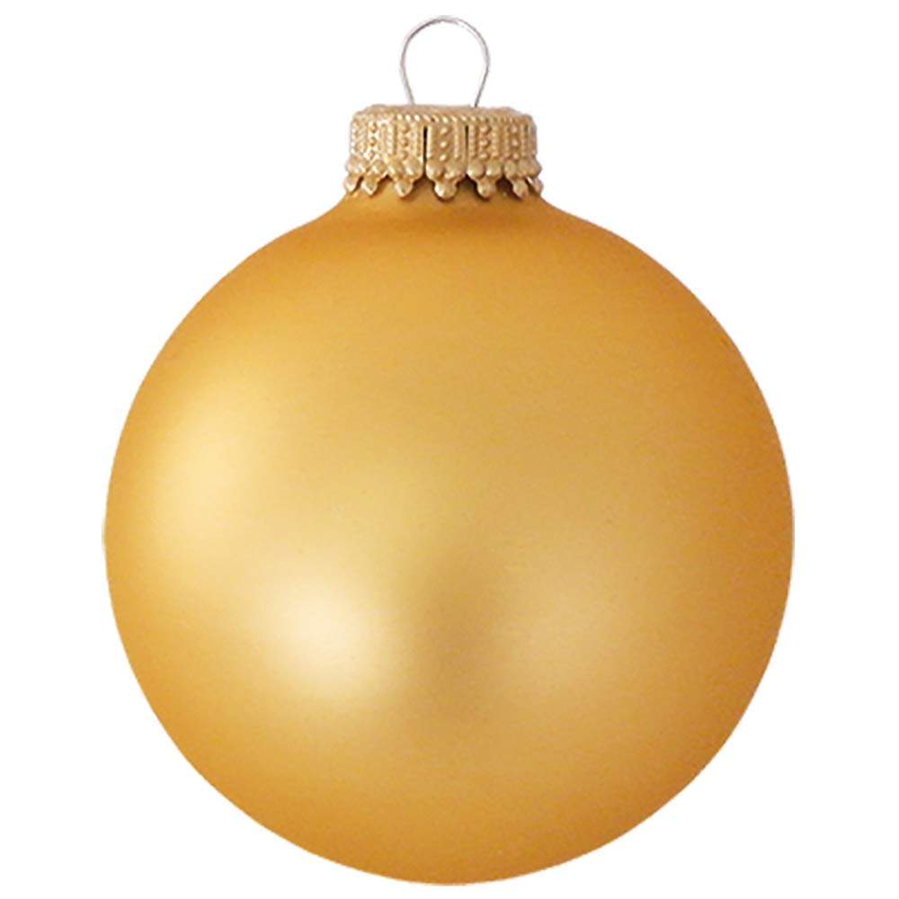 Christmas By Krebs 2 5/8" (67mm) Seamless Glass Ornament [8 Pieces], Decorated Designer Heirloom (Velvet Honey Gold)