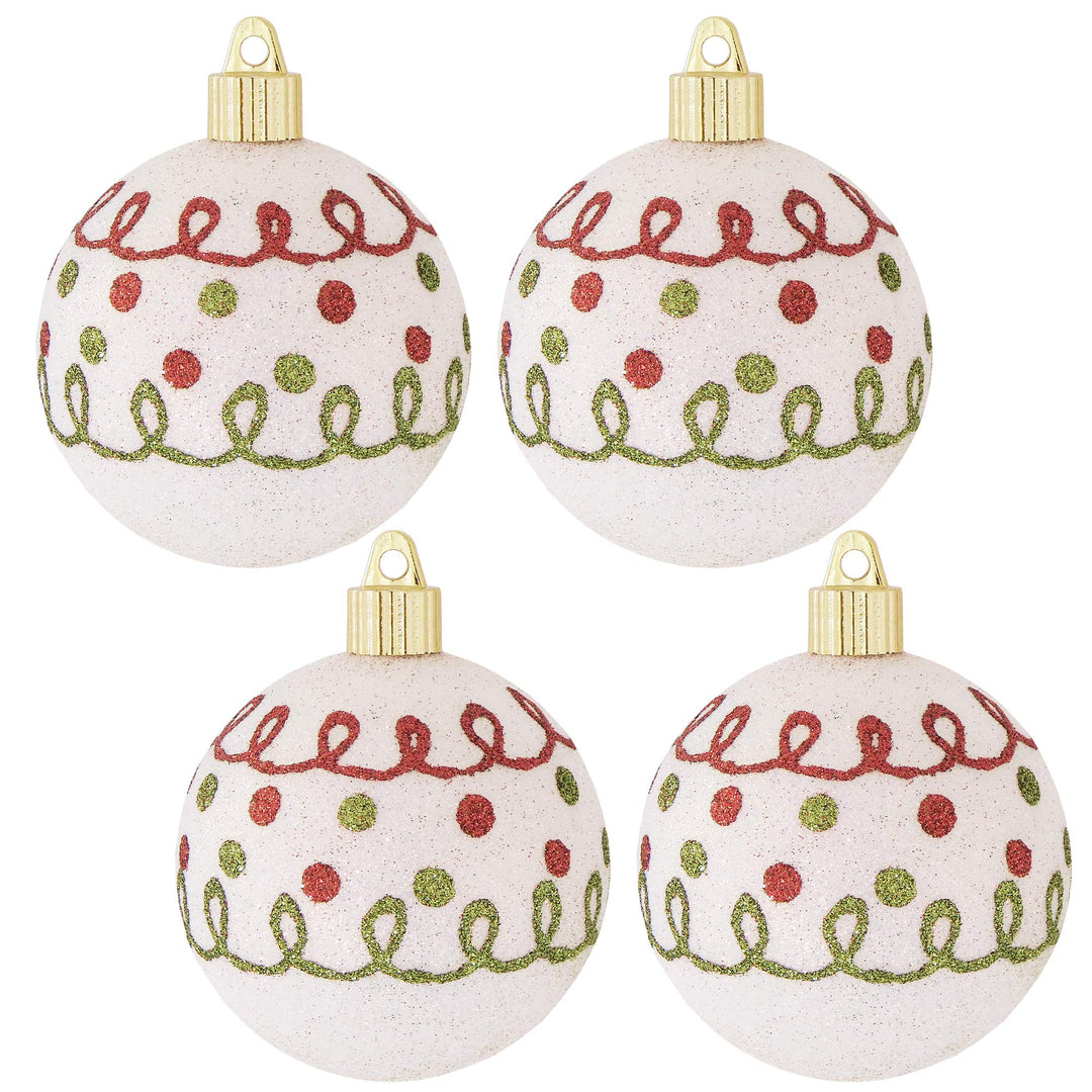 Christmas By Krebs 3 1/4" (80mm) Ornament [4 Pieces] Commercial Grade Indoor and Outdoor Shatterproof Plastic, Water Resistant Ball Shape Ornament Decorations