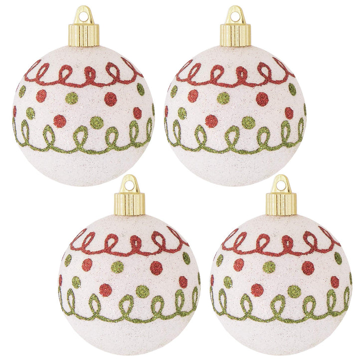 Christmas By Krebs 3 1/4" (80mm) Ornament [4 Pieces] Commercial Grade Indoor and Outdoor Shatterproof Plastic, Water Resistant Ball Shape Ornament Decorations