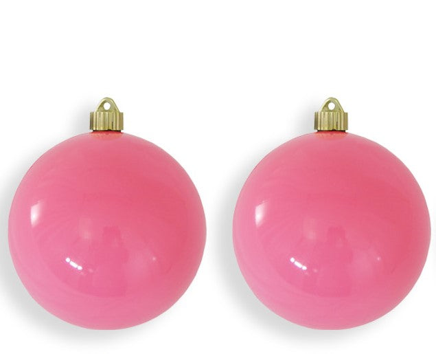 Christmas By Krebs 6" (150mm) Flamingo Pink [2 Pieces] Solid Commercial Grade Indoor and Outdoor Shatterproof Plastic, Water Resistant Ball Ornament Decorations