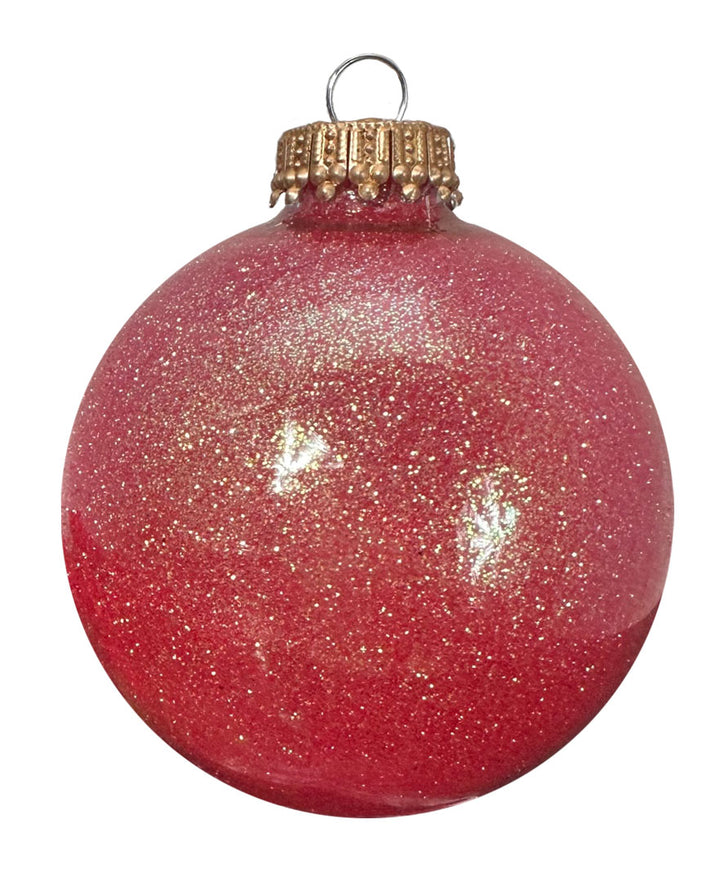 Glass Christmas Tree Ornaments - 67mm / 2.63" [6 Pieces] Designer Balls from Christmas By Krebs Seamless Hanging Holiday Decor (Fire Red Sparkle)