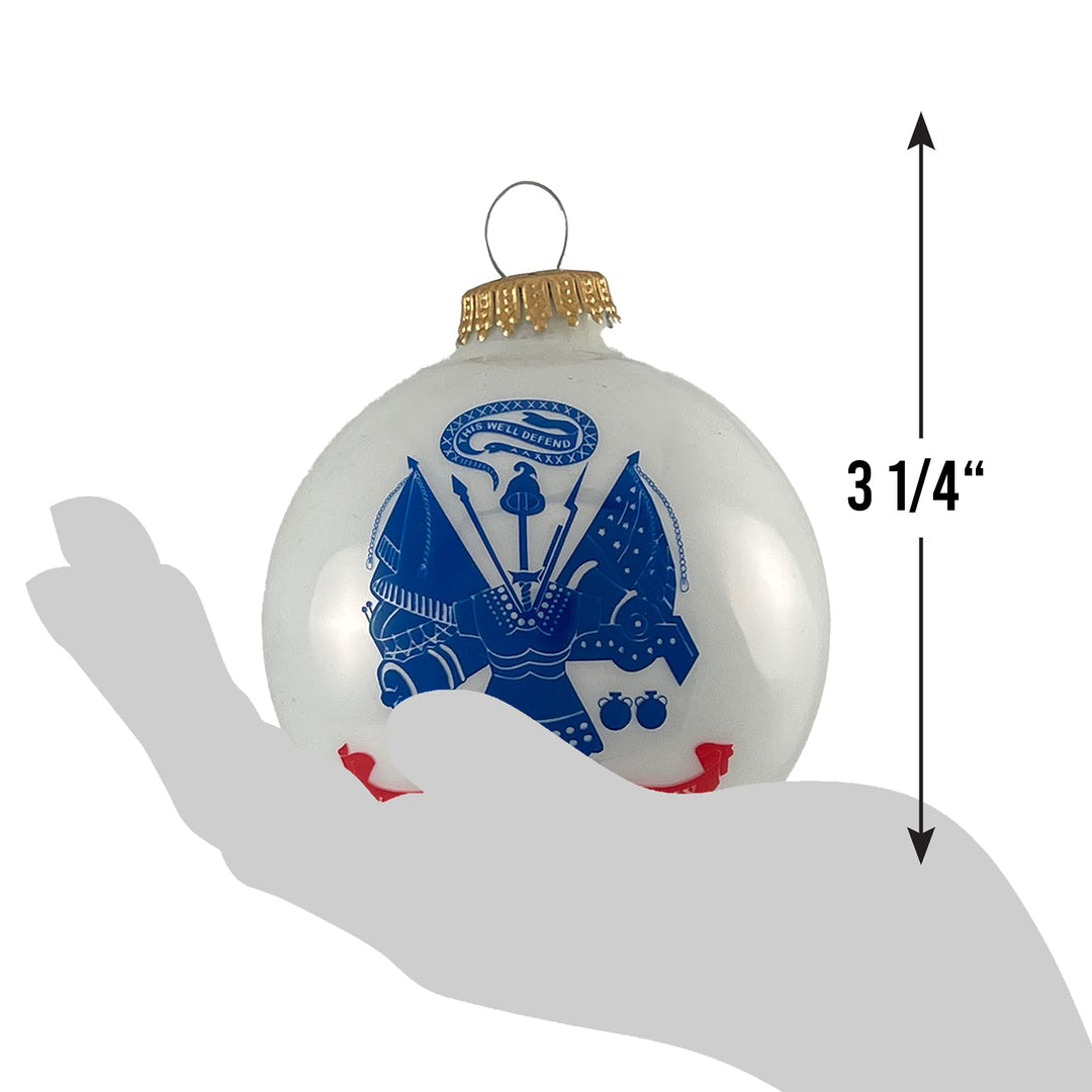 Christmas Tree Ornaments Made in the USA - 80mm / 3.25" Decorated Collectible Glass Balls from Christmas by Krebs - Handmade Hanging Holiday Decorations for Trees