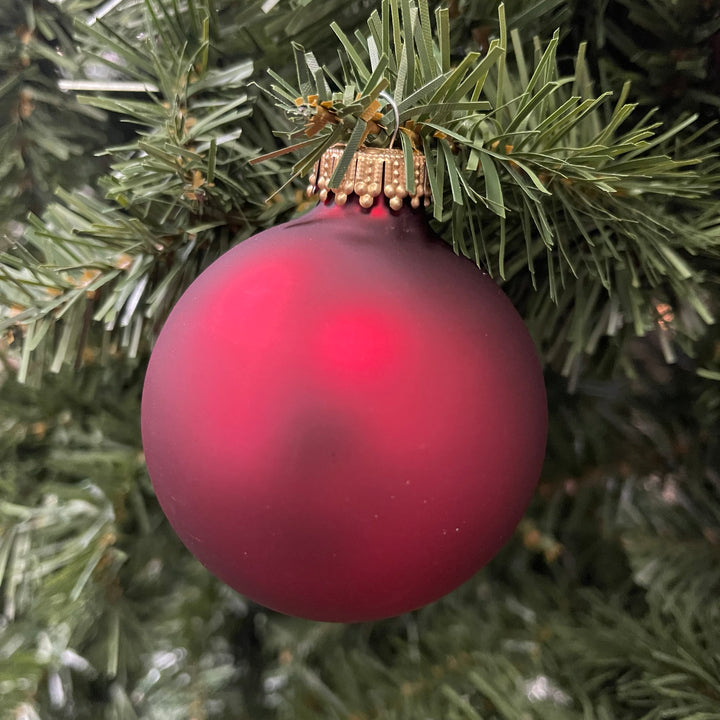 Christmas By Krebs 2 5/8" (67mm) Seamless Glass Ornament [8 Pieces], Decorated Designer Heirloom (Velvet Garnet Red)