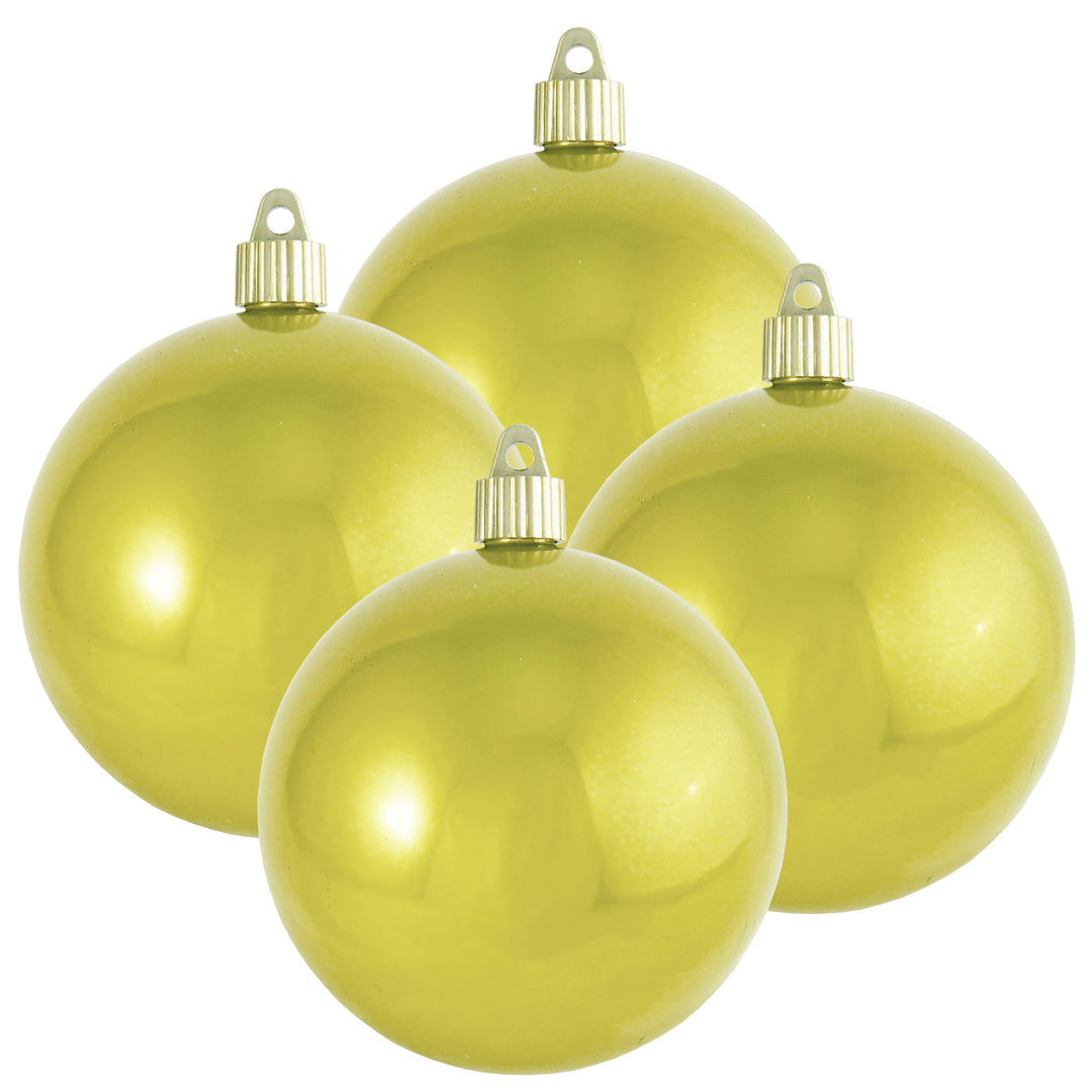 Christmas By Krebs 4" (100mm) Fierce Yellow [4 Pieces] Solid Commercial Grade Indoor and Outdoor Shatterproof Plastic, UV and Water Resistant Ball Ornament Decorations