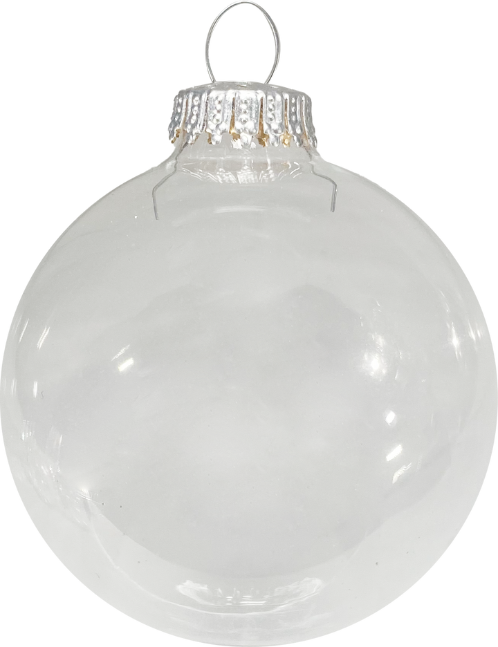Glass Christmas Tree Ornaments - 80mm / 3.25" [4 Pieces] Designer Balls from Christmas By Krebs Seamless Hanging Holiday Decor (Clear)