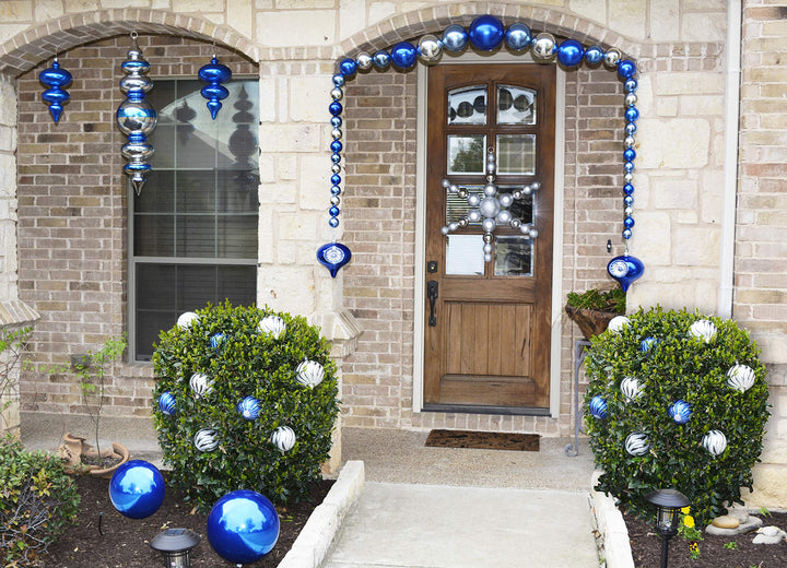 Christmas By Krebs 12" (300mm) Dark Blue Glitter [1 Piece] Solid Commercial Grade Indoor and Outdoor Shatterproof Plastic, Water Resistant Ball Ornament Decorations