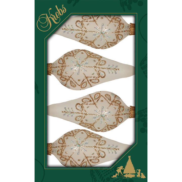 Glass Christmas Tree Ornaments - 67mm/2.625" [4 Pieces] Decorated Balls from Christmas by Krebs Seamless Hanging Holiday Decor