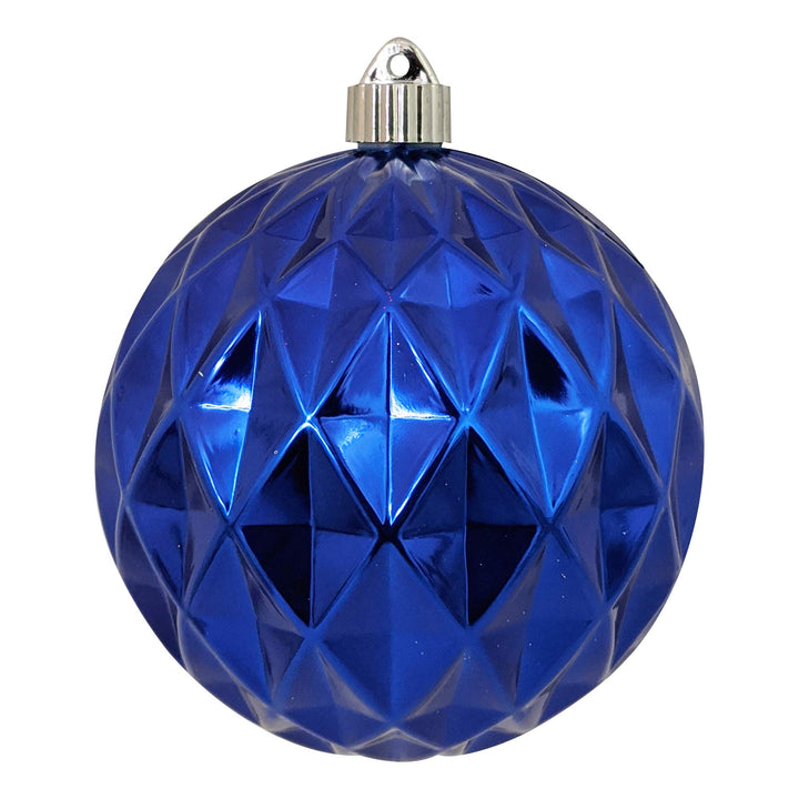 Christmas By Krebs 6" (150mm) Diamond Shiny Azure Blue [2 Pieces] Solid Commercial Grade Indoor and Outdoor Shatterproof Plastic, UV and Water Resistant Ball Ornament Decorations