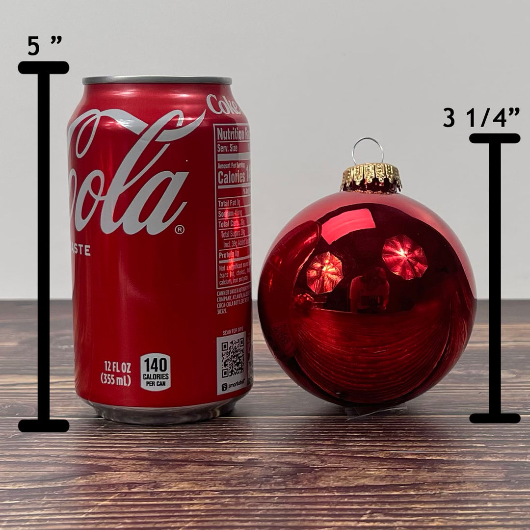 Glass Christmas Tree Ornaments - 80mm / 3.25" [4 Pieces] Designer Balls from Christmas By Krebs Seamless Hanging Holiday Decor (Christmas Red)