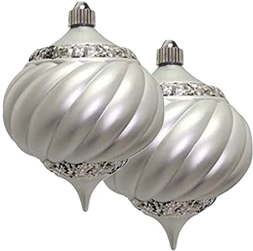 2 Count - Christmas by Krebs 6" (150mm) Shatterproof Plastic Swirled Onion Ornaments with Glitter Swirls