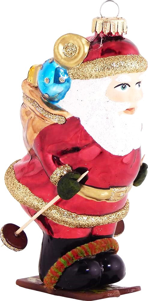 Christmas By Krebs Blown Glass  Collectible Tree Ornaments  (5" Skiing Santa)