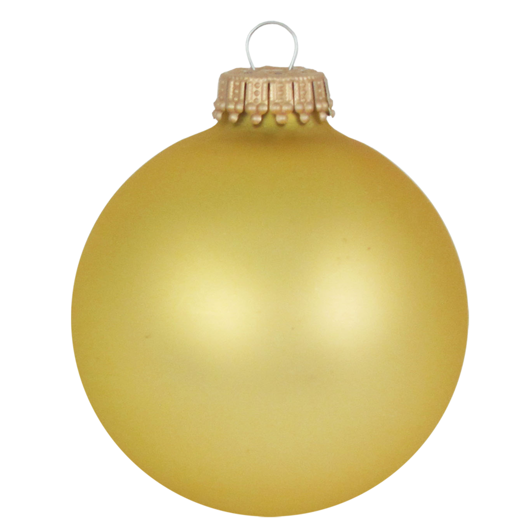Glass Christmas Tree Ornaments - 67mm/2.63" Designer Balls from Christmas by Krebs - Seamless Hanging Holiday Decorations for Trees - Set of 12 Ornaments (Gold and Frost with Bethlehem Scene)