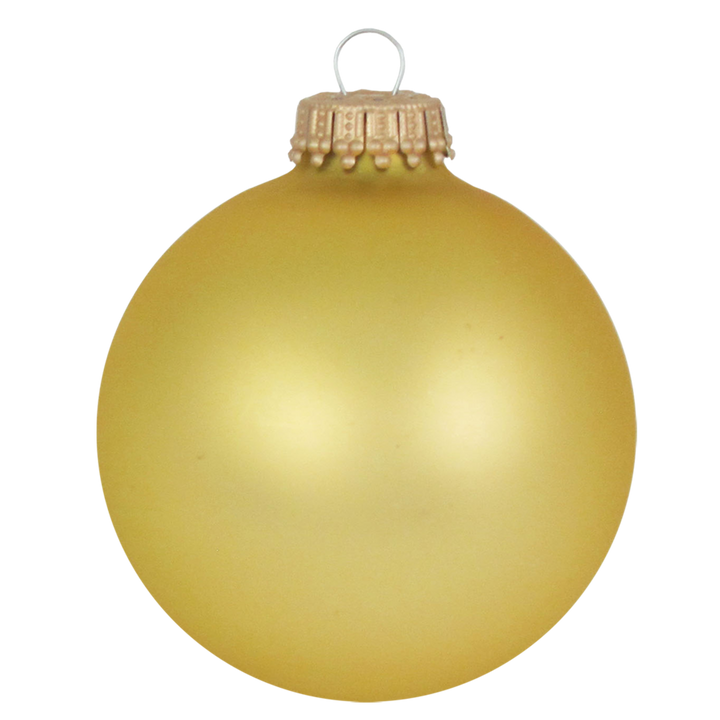 Glass Christmas Tree Ornaments - 67mm/2.63" Designer Balls from Christmas by Krebs - Seamless Hanging Holiday Decorations for Trees - Set of 12 Ornaments (Gold and Frost with Bethlehem Scene)