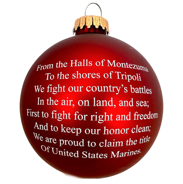 Christmas Tree Ornaments Made in the USA - 80mm / 3.25" Decorated Collectible Glass Balls from Christmas by Krebs - Handmade Hanging Holiday Decoration for Trees (USM Logo and Hymn)