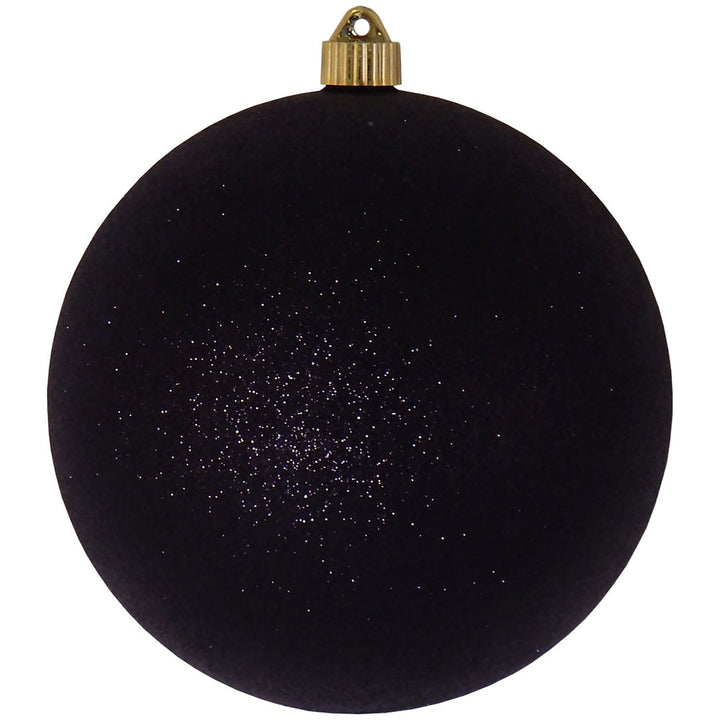 Christmas By Krebs 8" (200mm) Black Glitter [1 Piece] Solid Commercial Grade Indoor and Outdoor Shatterproof Plastic, Water Resistant Ball Ornament Decorations