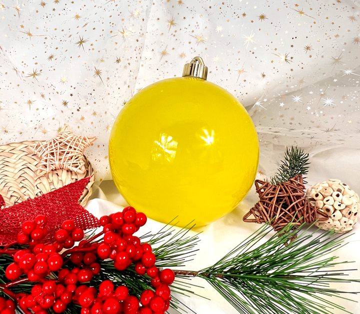 Christmas By Krebs Ornament, Commercial Shatterproof UV Resistant Plastic Christmas Ball Decoration (Mellow Yellow, 6 inch (150mm))