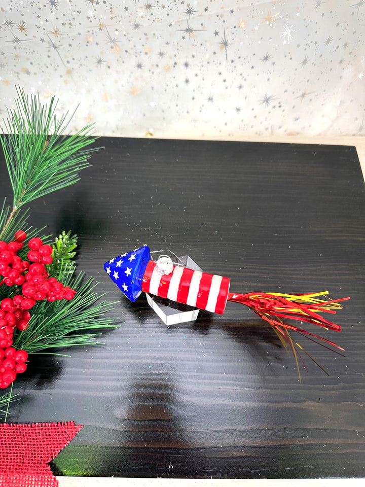 Christmas By Krebs Blown Glass  Collectible Tree Ornaments  (5 3/4" Firecracker Rocket)