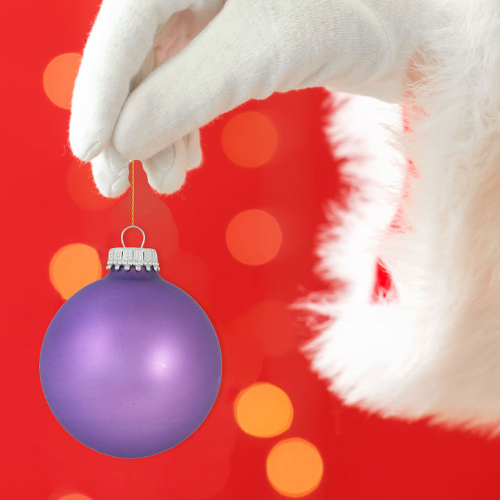 Christmas By Krebs Made in The USA Designer Seamless Glass Christmas Ball Ornaments, 2 5/8" (67mm), 8 Pieces (Velvet Amethyst Purple)
