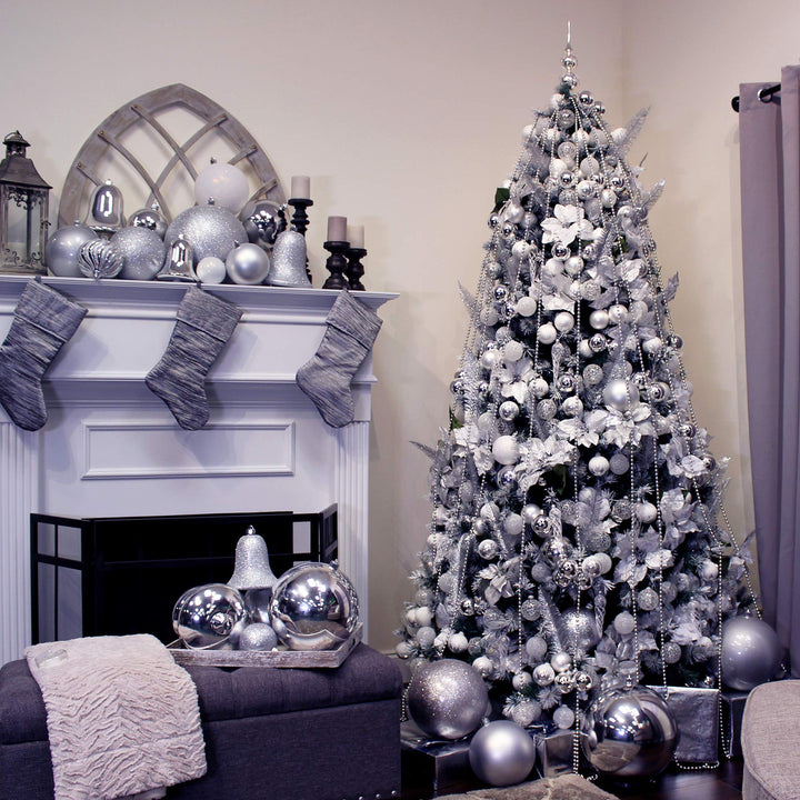 Christmas By Krebs 12" (300mm) Candy Silver [1 Piece] Solid Commercial Grade Indoor and Outdoor Shatterproof Plastic, UV and Water Resistant Ball Ornament Decorations