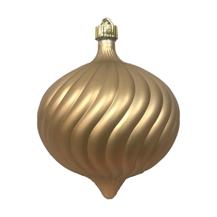 Christmas By Krebs 6" (150mm) Swirled Onion Shiny Gilded Gold [2 Pieces] Solid Commercial Grade Indoor and Outdoor Shatterproof Plastic, UV and Water Resistant Ball Ornament Decorations