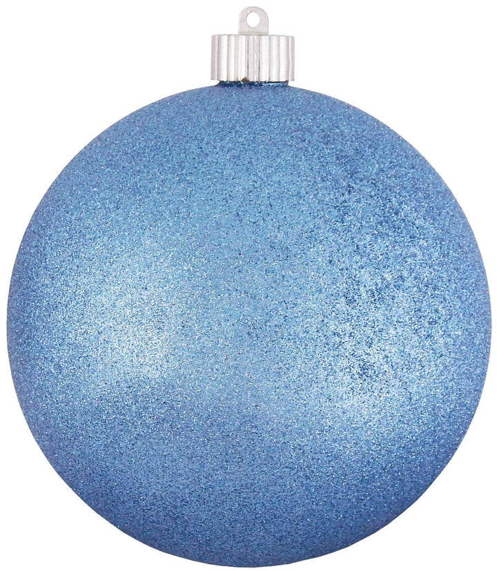 Christmas By Krebs 6" (150mm) Light Blue Glitter [2 Pieces] Solid Commercial Grade Indoor and Outdoor Shatterproof Plastic, Water Resistant Ball Ornament Decorations