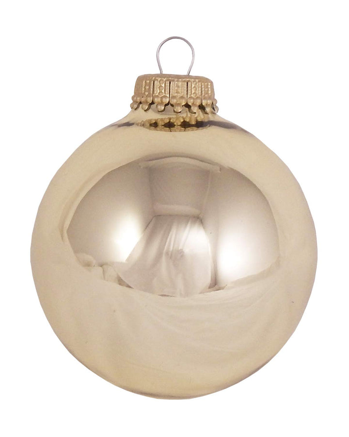 Christmas By Krebs Made in The USA Designer Seamless Glass Christmas Ball Ornaments, 2 5/8" (67mm), 8 Pieces (Shiny Tiffany Gold)